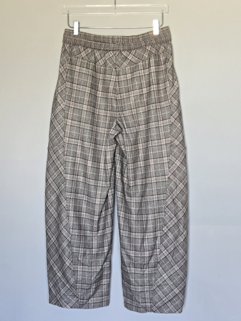 NWT Democracy Plaid Relaxed Straight Barrel Leg Pull-On Pants in Brown and Cream - Picture 5 of 12